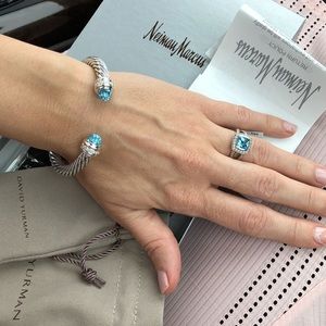 David Yurman silver blue ring size: 6